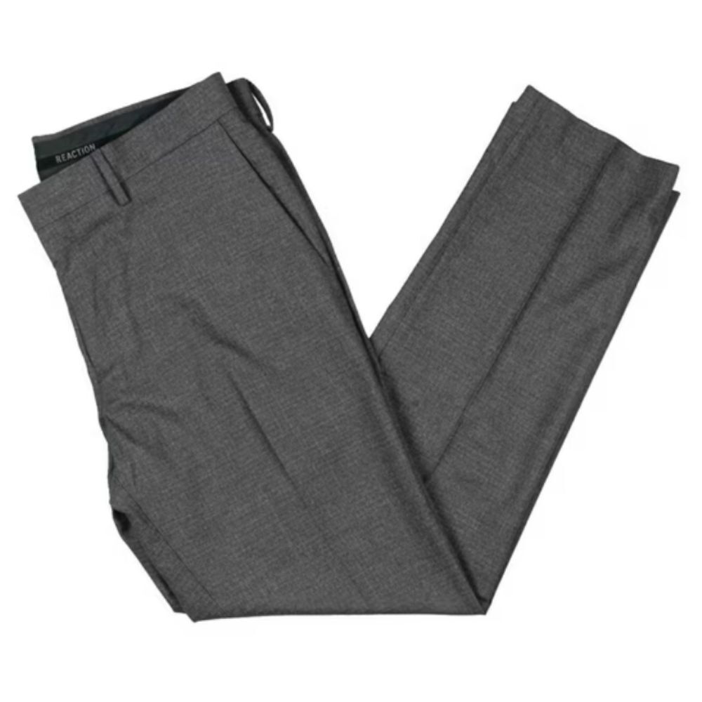 Kenneth Cole Reaction Men's Grey Flat Front Office Dress Suit Pants, Sz 38/30